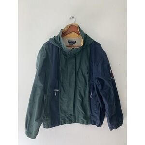 VTG Nautica Sailing Jacket Men Sz M Colorblock Hooded Flag Patches Rare 1990s